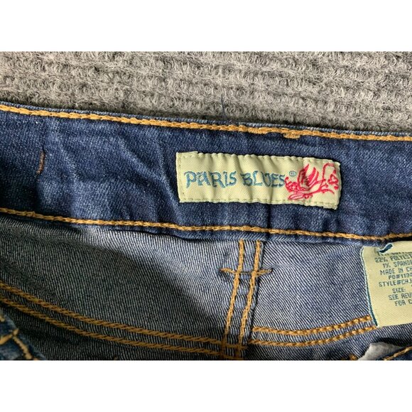 Paris Blues Womens Size 9 whiskering Jeans Slim Fit Denim Blue Dark - Picture 8 of 8